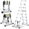 Lospitch - Scala telescopica pieghevole, 2 + 2,3 m, in alluminio, antiscivolo, multiuso, allungabile, telaio ad A, 6+7 pioli, portata 150 kg
