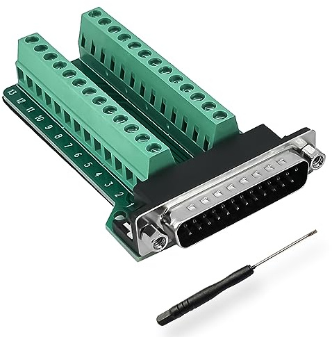 BRIEFCEC DB25 Adapter,25-poliger RS-232 seriell auf 25-poliges Klemmbrett-Signalmodul mit Isolationskissen, (1 Stecker)