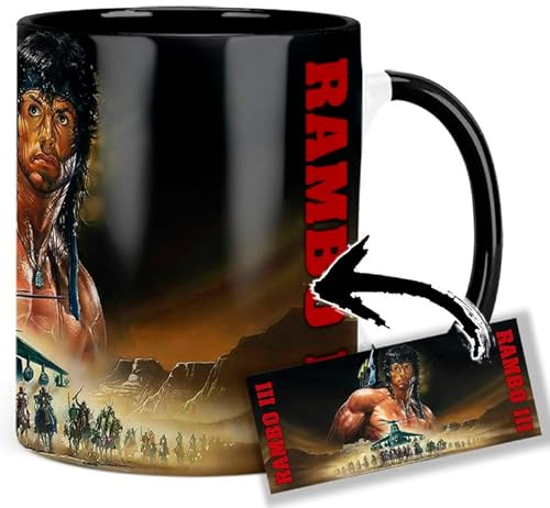 Rambo III Sylvester Stallone Sly Tasse Innen & Henkel Schwarz Keramikbecher Mug
