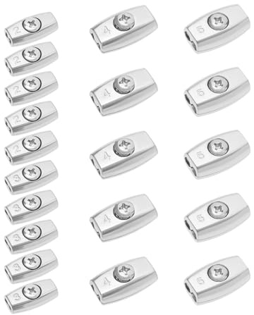 LT Easiyl 20 Stück Drahtseilklemmen aus Verzinktem Stahl Eiförmige Kabelklemme Geeignet für Durchmesser 2mm/3mm/4mm/5mm Stahlkabelseil Doppelloch