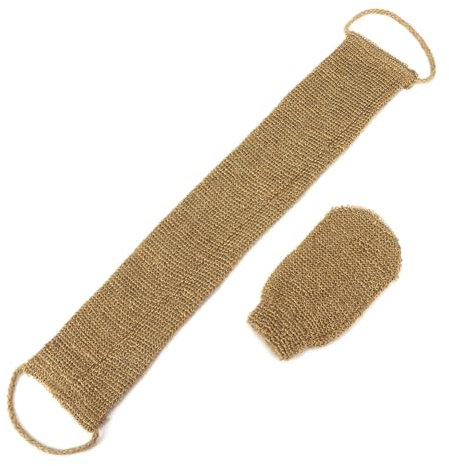 Fiorky Hanf-Rückenschrubber, natürlicher Rückenschrubber mit Handschuh-Rückenpeeling-Gurt, Hanf-Rückenreibewerkzeug for Tiefenreinigung, Hautentspannung, mit Griffen Duschbad, Männer Frauen
