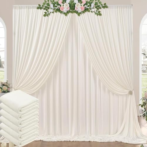 Rideau de toile de fond en polyester - 3 x 9 m - Ivoire - Pour anniversaire, fête prénatale, baptême, douche nuptiale - Ivoire