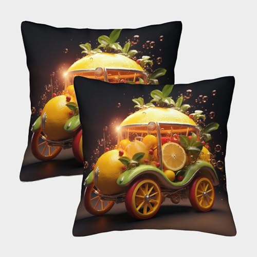 KKPBHTYVG Orange Cart Kissenbezug 2er Set Kissenbezüge Wohnzimmer Kissenhülle Sofakissen Waschbar Kopfkissenbezug Für Sofa Schlafzimmer Couch Outdoor Dekokissen 45x45cm