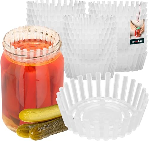KOTARBAU® 30-Pack Fermenteringsvikter - 100 mm - Tyngder För Fermentering - Fermenteringsgaller För Glasburkar - Plast - Transparent - Alternativ Till Glasvikter