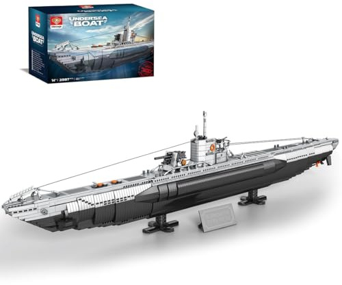 BLOKZ VII2 Militär-U-Boot Modellbausatz, U-Boot Großes Schlachtschiff, Bootmodellbausätze, Ideale Geschenke Spielzeug, Militärspielzeug für Erwachsene, 3660 Teile