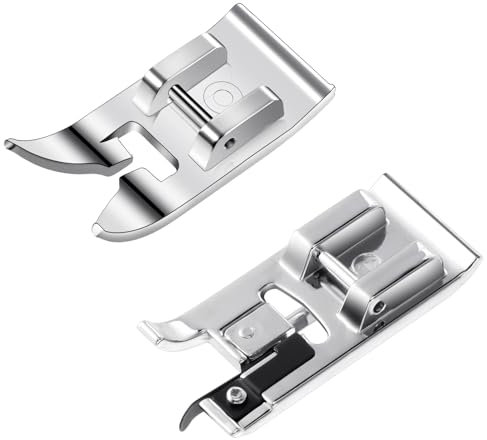 Gjinxi 2 Stück Nähfüsse Edelstahl Nähfuß für Nähmaschinen Presserfoot Nahtführung Multifunktions Nähmaschinenfüße Nahtführer Overlockfuß Rollsaumfuss Rollenfuß Applikationsfuß Saumfuss Nähen Zubehör