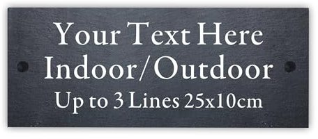 Personalised Slate House Signs Garden Signs and Plaques House Name Plaques for Outside Welcome Sign Door Wall Sign Home Decor with Wall Fixings (25x10cm)
