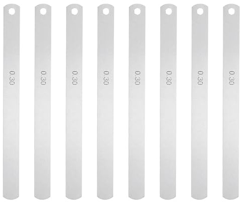 QUARKZMAN Calibrador de Hojas de Acero Métrico de 8 Hojas Calibrador de Espesor de 0,3 mm Válvulas Desplazadas Calibrador de Guitarra Herramienta de Medición de Espesores