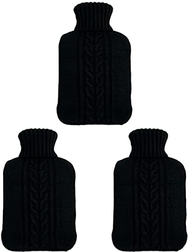 3 Stück Wärmflaschenbezug, weicher Bezug, gestrickt, Wärmflaschen-Pullover für den Winter, Wärmekompresse und Kältetherapie, Menstruationskrämpfe, Nacken- und Schulterschmerzlinderung