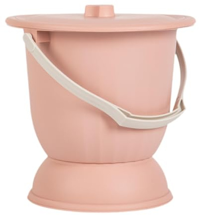 MagiDeal Potty Pot Chamber Pot Toilet, Night Urinal Spittoon with Lid and Handle, Potty Bucket for Woman Bedroom Indoor, Pink