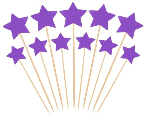 PATIKIL Ornamento per Cupcake a Forma di Stellina, 50Pz Decorazioni per Torte di Compleanno, per Matrimonio, Fidanzamento, Addio Al Nubilato, Forniture per Feste, Viola