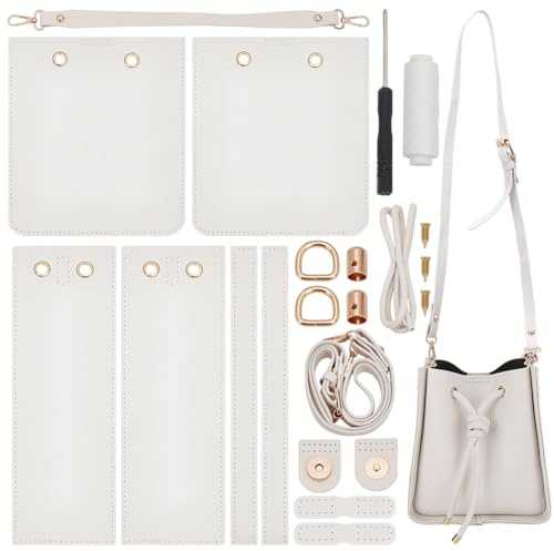 WADORN DIY Nähset Für Beuteltaschen Aus Kunstleder Set Zur Herstellung von Tragetaschen Für Damen Kunstleder Umhängetasche Schultertasche Material Und Zubehör Zum Selbermachen 22x20x10cm Misty Rose