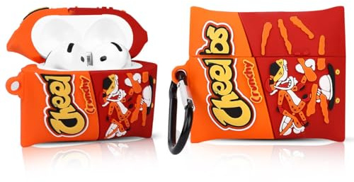 LEWOTE Compatibile con Apple Airpods 4 Custodia protettiva divertente e carina, sottile, a forma di caramella, con copertura a cartone animato e portachiavi (Cheeto)