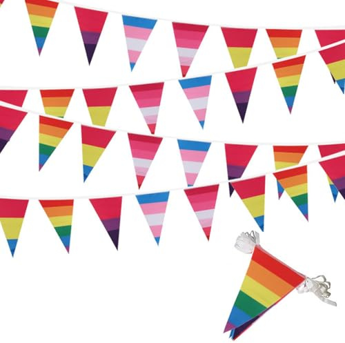 ACTOYS Drapeau Arc-en-Ciel, Rainbow Flag Gay Pride, Drapeau Fierté LGBT, Guirlande Fanions Arc en Ciel aux Intempéries, Gay Pride Drapeau, Décoration de Défilé Gay, Célébration Fête 8 Mètres