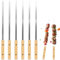 6 pinchos premium para barbacoa de acero inoxidable, 40 cm, pinchos de madera para barbacoa, reutilizables, brochetas de acero inoxidable para barbacoas, al aire libre y en el bar