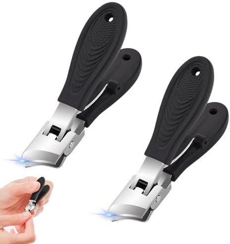 2 Pièces Coupe-Ongles Incliné, Acier Inoxydable Coupe Ongles Pieds Dur et Épais, Coupe Ongle Pied Personnes Âgées, Wide Jaw Opening Anti-Splash Slanted Nail Clipper, pour Hommes et Femmes