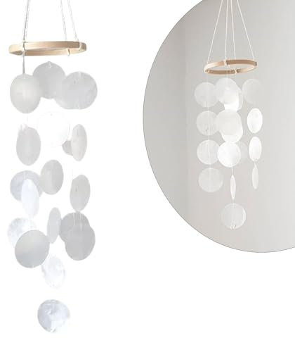 LUMOOM Campanelli a vento boho decorativi, ghirlande di acchiappasogni, unico suono, scacciapensieri da giardino, decorazione per terrazze, prato, giardino, cerchio (bianco)