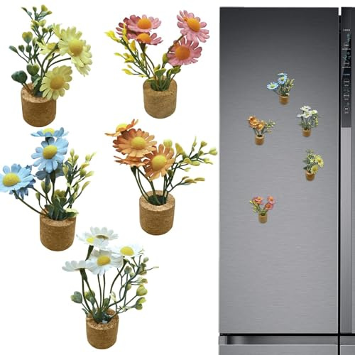 Raypontia Kühlschrankmagnete, Lustige Blumen Magnete Für Kühlschränke & Pinnwände, 5X Mini Gänseblümchen Mit Magnet Deko Für Pinnwand Schrank Spind Küche Haus