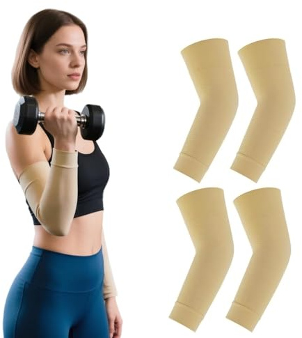 2Pairs Elastic Arm Compression Sleeves for Women, Medical Compression Arm Sleeve for Muscle Pain,Lymphedema, Non Slip Arm Protectors for Fragile Skin, Varicose Veins,Swelling, Arminjury,Sports
