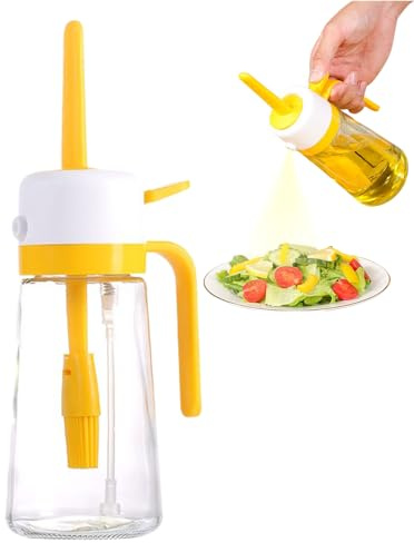 Oil Dispenser - Oil Bottles for Kitchen | Oiler with Brush | 3-In 1 Glass Olive Oiler Vinegar Bottle | Vinegar Container Kitchen Gadget for Food Preparation Salad Dressing Baking Grilling Camping Rest