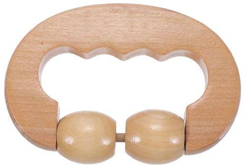 IMIKEYA Holz Massagegerät mit Rolle für Rücken und Beine Vielseitiges Handmassagegerät zur Durchblutungsförderung für Zuhause und Reisen Khaki Farbe