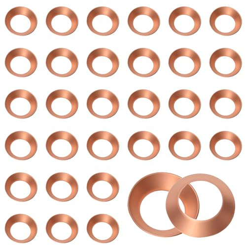 Glarks 30pcs Kupfer Flare Dichtung Kit, 45 Grad Kupfer Flare Fitting, Passend für 1/2 '' Rohrgrößen, Messing Flared Dichtungen Dichtung für Klimaanlage, Kühlzubehör, Gas