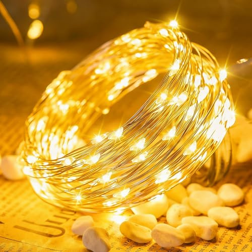 ALEGRE® Led Lichterkette Batterie Timer, 4M 40 LED Micro Kupferdraht Lichterkette mit Timer und Batterie, Warmweiß Lichterketten Innen für Hochzeit Deko, Geburtstag, Geschenk, Weihnachten Dekoration