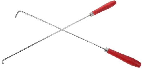 TOYZFRIENDY Lot de 2 Tisonniers pour Cheminée en Acier Inoxydable 50 CM Manche en Bois Isolant Crochets Robustes pour Feu de Camp et Foyer Extérieur Outils Portables pour Feu de Bois et