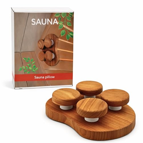 ZEEKSTAR Saunakissen aus Holz zur Kopf- & Nackenstütze - Massivholz Saunakopfstütze mit erhöhten Noppen, entworfen für Sauna-Entspannung, kompakt & hitzebeständig