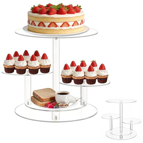 Umllpet Alzata per Cupcake a 4 Ripiani in Acrilico, Supporto Multiuso per Torte, Ciambelle e Biscotti, Decorazione per Matrimoni e Feste di Compleanno