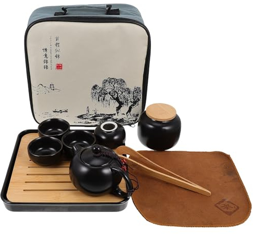 GALPADA Set da tè Kung Fu in Ceramica Nero, Pratico e Facile da Pulire, Portatile per Tavola da Pranzo e Collezioni Personali