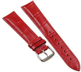yangfangmei 10 mm läderrem 10/12/13/14/15/16/17/18/19/20/21/22/24 universellt klockband Slub-mönster klocktillbehör(Red,22mm)