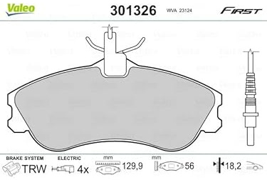 VALEO - Plaquettes de frein First - 301326 - Jeu de 4 plaquettes - Essieu avant - Entièrement équipés avec accessoires montés