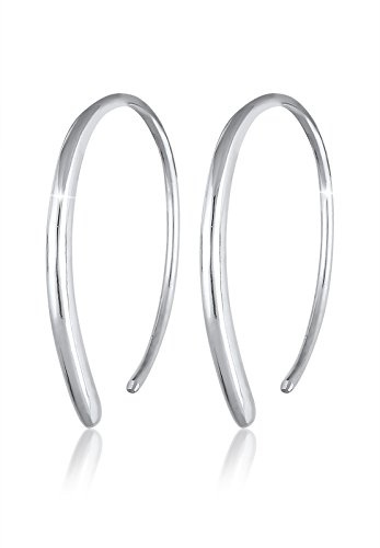 Elli Damen Echtschmuck Ohrringe Creole Hänger Geo Plain in 925 Sterling Silber Rosé vergoldet