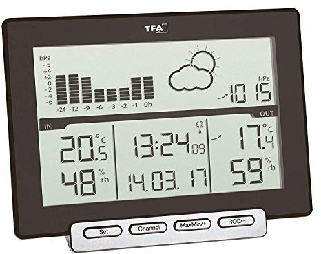 TFA Dostmann Meteo Sens 35.1139.01 Funk-Wetterstation mit Thermo-Hygroaußensender (schwarz mit Batterien)