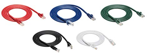 Amazon Basics Cavo RJ45 Ethernet Cat6, con protezione sulla clip di sgancio, 1.5m (confezione da 5), Nero/Rosso/Blu/Bianco/Verde