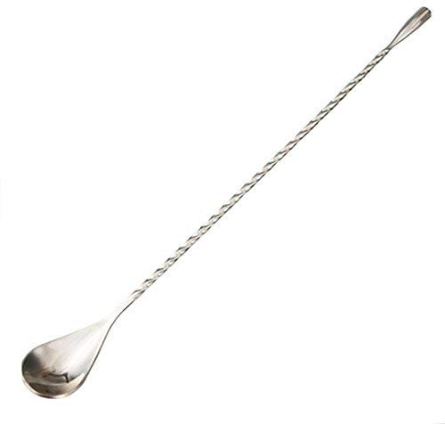 Iindes Cucharas de Mango Largo de Barra de Acero Inoxidable, Cuchara mezcladora de Camarero, Cuchara coctelera con patrón en Espiral