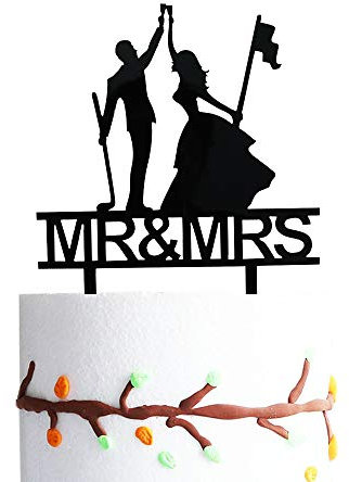 Golf Lover Wedding Cake Topper, Mr & Mrs Cake Topper, Golf Wedding Toasting Bride and Groom Cake Topper, Anniversary Cake Topper