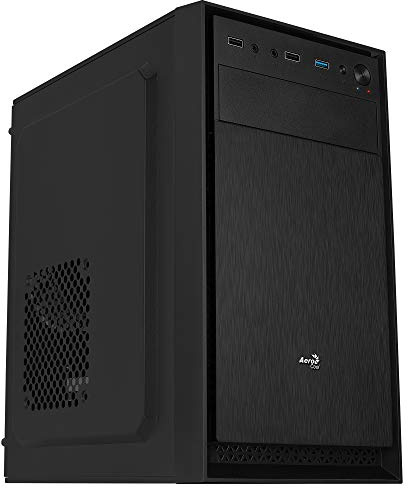 Aerocool CS104, Boîtier PC MicroATX compact, aluminium brossé, ventilateur 12cm, Noir