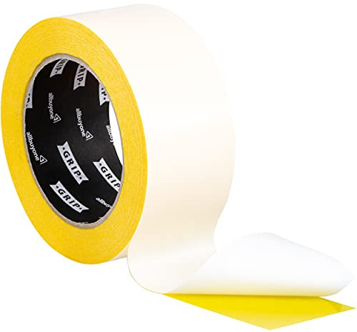GRIP Eventbasics Doppelseitiges Klebeband ablösbar GT 702-50 mm x 25 m | Doppelklebeband gelb - 2 verschiedene Seiten - Folienträger, klebt extra stark / schwach - rückstandsfrei ablösbar
