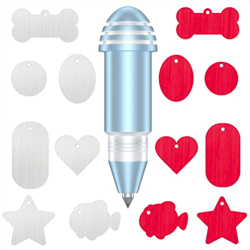 Gravurspitze für Cricut Joy, mit 2 Farben und 7 schönen Blanko-Etiketten, Form von Hundeknochen, Herz, Kreis, Stern, Fisch, oval, rechteckig
