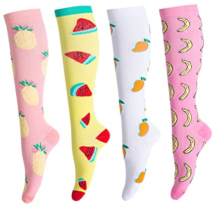 LEOSTEP Kompressionsstrümpfe für Damen und Herren (4 Paar) Stützstrümpfe Kompressionssocken für Sport, Flug, Laufen, Reisen, Schwangerschaft Krankenschwestern 20-30 mmHg