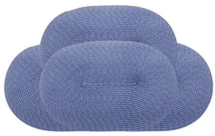 JYCRA 4 Stück ovale gewebte Tischsets, 45,7 cm, waschbar, gewebt, rutschfest, hitzebeständig, langlebig, Tischmatten für Zuhause, Urlaub, Blau