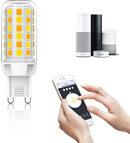 GYCS Smarte G9 LED Glühbirne, Alexa WiFi LED Glühbirnen, Dimmbar kein Flimmern, 4W 320lm Intelligent G9 LED Bulb, App Steuern Kompatibel mit Alexa und Google Home, Sprachsteuerung, 1 Pack