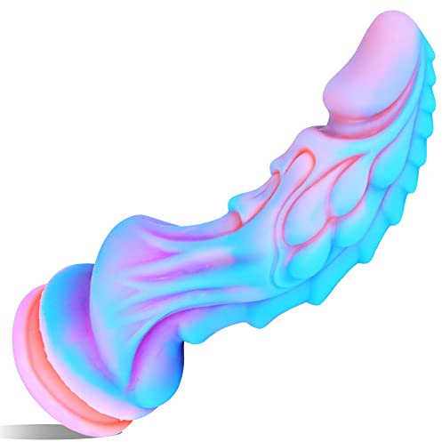 22 cm saugnapf dildo Ozean Farbe, XL-Silikon, breiter Analplug , vaginales Analspiel, Fantasie, großes, geripptes Penisspielzeug
