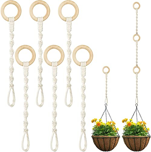 MUSLONG Extension de suspension en macramé - Corde en coton - Pour pot de fleurs suspendu - Corde épaisse - Pour maintenir les plantes en pot - 30 cm