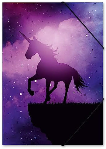 itenga Carpeta de dibujo DIN A3 con diseño – Carpeta de goma – Carpeta coleccionable – para niños, jóvenes, estudiantes, niñas y niños (unicornio mágico A3)