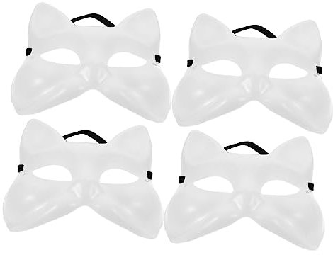 OKUMEYR 4stücke Fuchsmaske Leere Halbgesichtsmasken Zum Bemalen Für Karneval Halloween Cosplay Für Kreative Bastelprojekte Und Unvergessliche Feiern