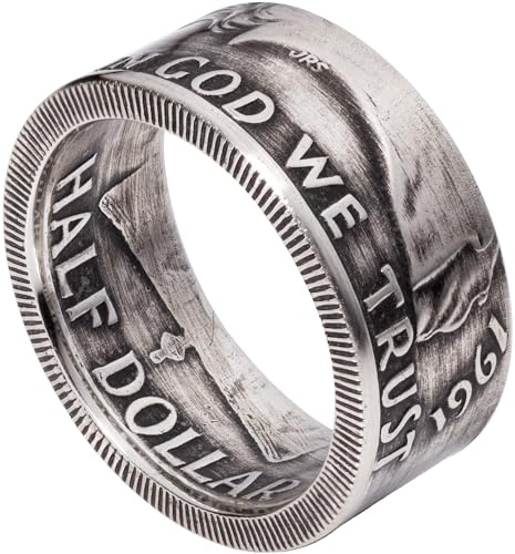 CHANGE TO TREASURE 1950-1963 Franklin Half Dollar Ring | Silver Coin Ring with Patina Finish (1958, 7.5)