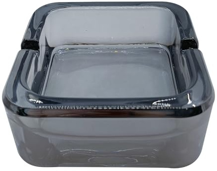 Qiveno Crystal Glass Square Ashtray, Modern Style, Gray